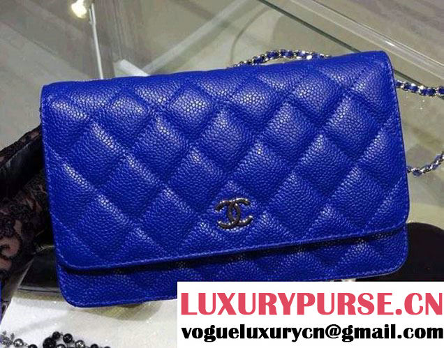 Chanel Wallet On Chain WOC Bag A33814 in Caviar Leather Blue