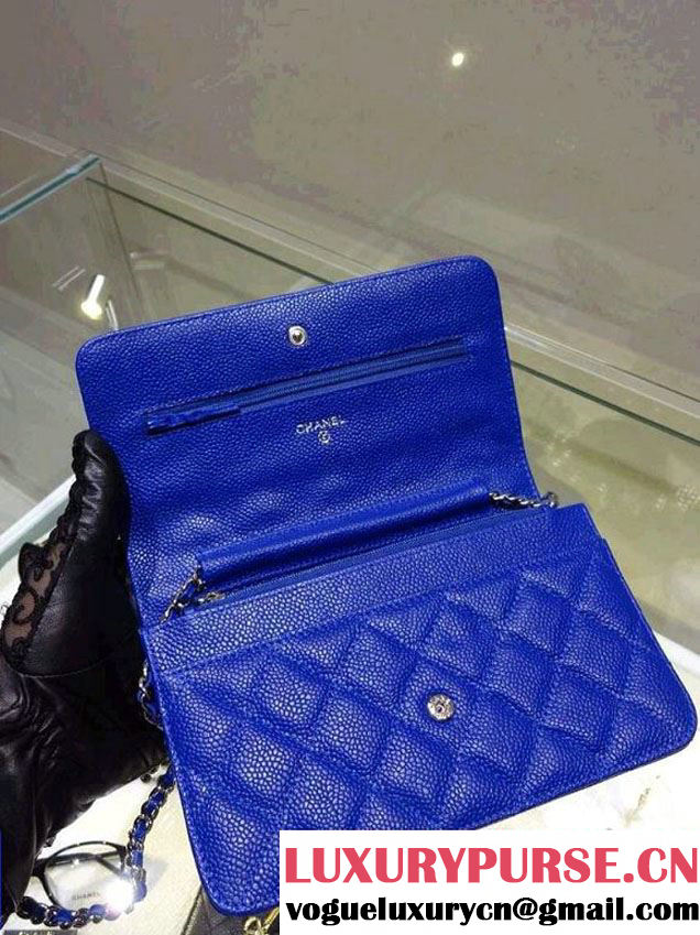 Chanel Wallet On Chain WOC Bag A33814 in Caviar Leather Blue