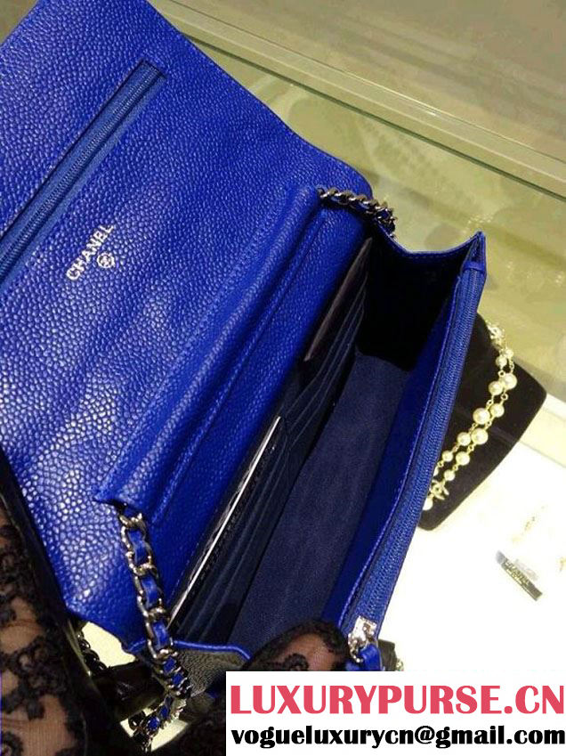 Chanel Wallet On Chain WOC Bag A33814 in Caviar Leather Blue