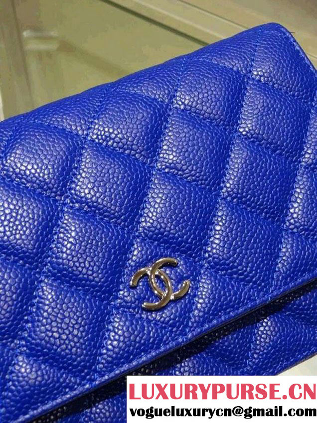 Chanel Wallet On Chain WOC Bag A33814 in Caviar Leather Blue