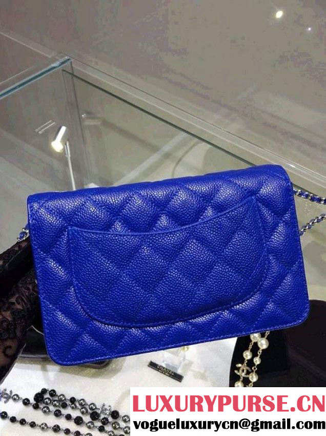 Chanel Wallet On Chain WOC Bag A33814 in Caviar Leather Blue