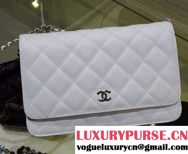 Chanel Wallet On Chain WOC Bag A33814 in Caviar Leather White