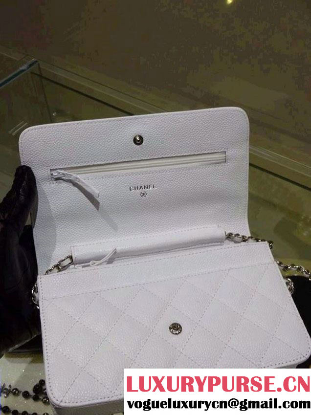 Chanel Wallet On Chain WOC Bag A33814 in Caviar Leather White