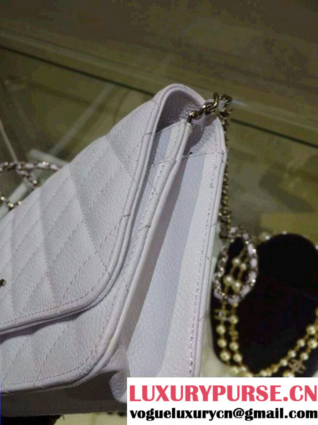 Chanel Wallet On Chain WOC Bag A33814 in Caviar Leather White