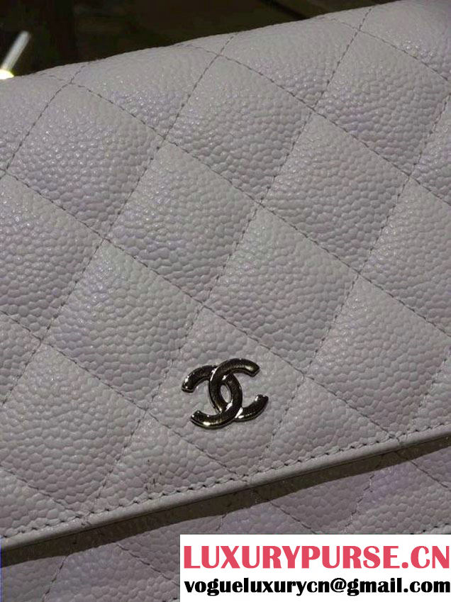 Chanel Wallet On Chain WOC Bag A33814 in Caviar Leather White