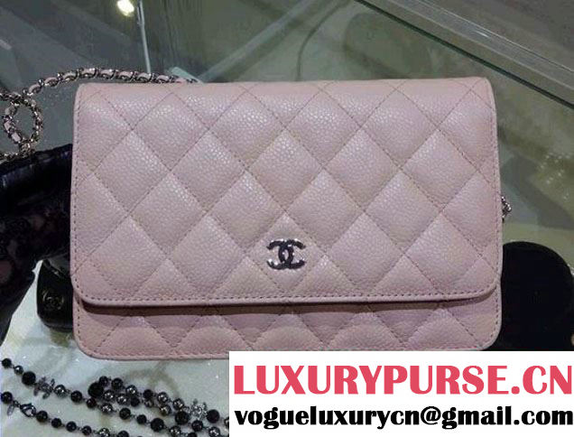 Chanel Wallet On Chain WOC Bag A33814 in Caviar Leather Light Pink