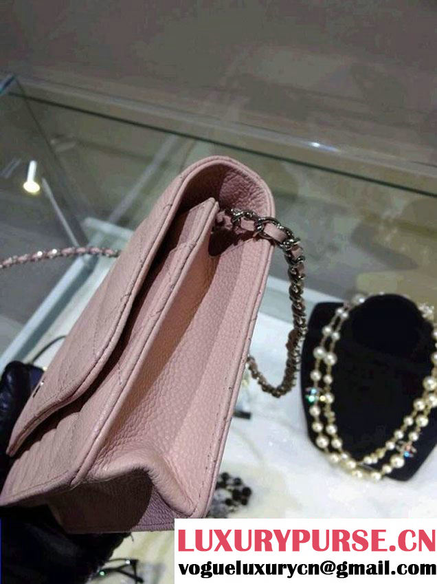 Chanel Wallet On Chain WOC Bag A33814 in Caviar Leather Light Pink