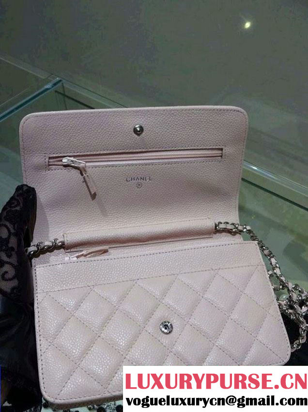 Chanel Wallet On Chain WOC Bag A33814 in Caviar Leather Light Pink
