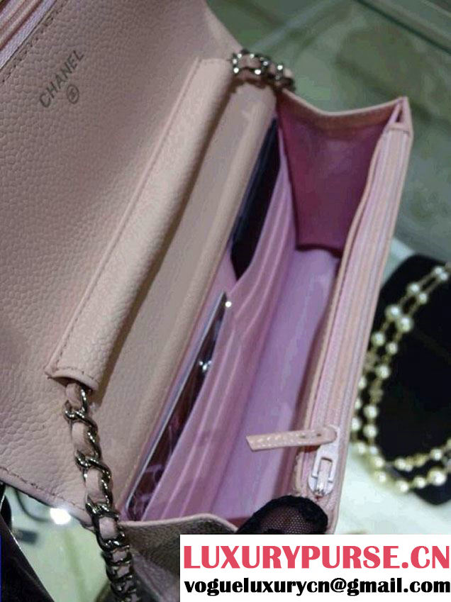 Chanel Wallet On Chain WOC Bag A33814 in Caviar Leather Light Pink