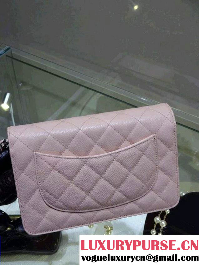 Chanel Wallet On Chain WOC Bag A33814 in Caviar Leather Light Pink
