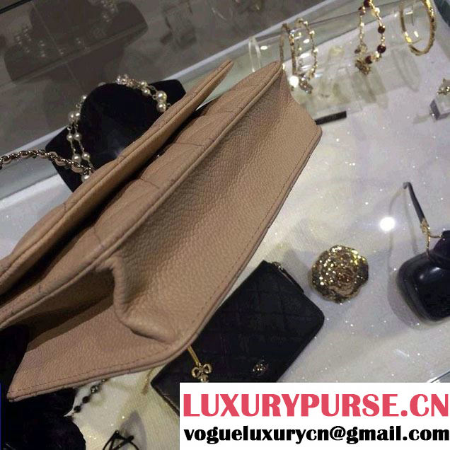 Chanel Wallet On Chain WOC Bag A33814 in Caviar Leather Apricot with Silver Hardware