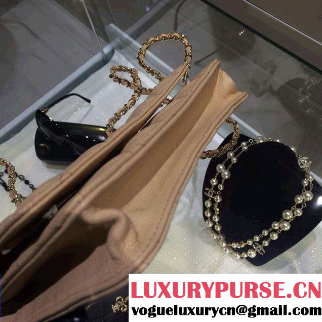 Chanel Wallet On Chain WOC Bag A33814 in Caviar Leather Apricot with Golden Hardware