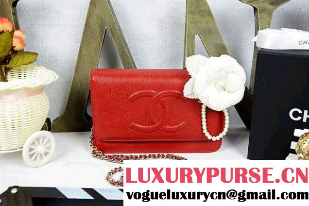 Chanel Timeless CC Wallet On Chain WOC Bag Red