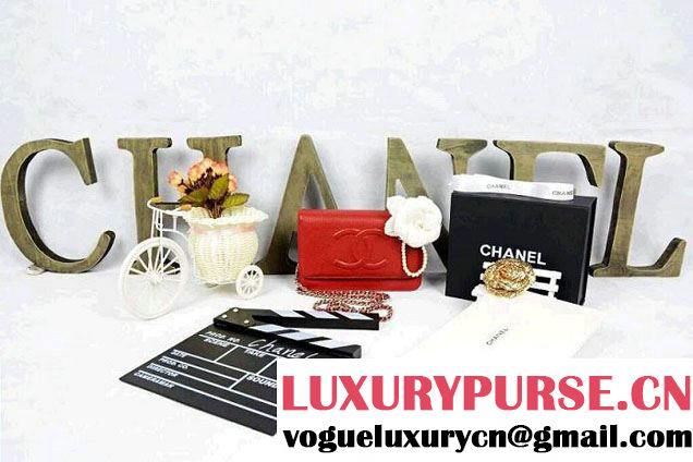 Chanel Timeless CC Wallet On Chain WOC Bag Red