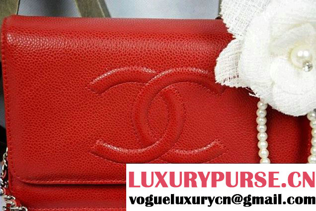 Chanel Timeless CC Wallet On Chain WOC Bag Red