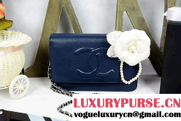 Chanel Timeless CC Wallet On Chain WOC Bag Navy Blue