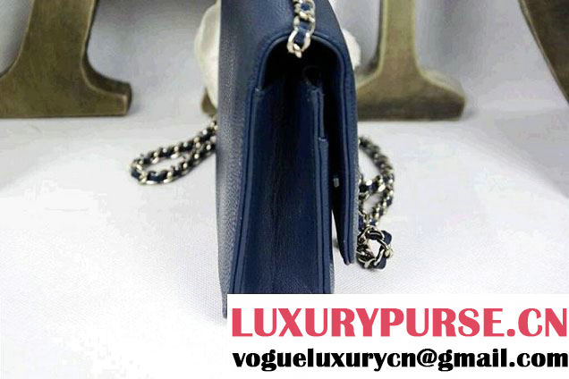 Chanel Timeless CC Wallet On Chain WOC Bag Navy Blue