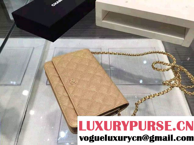 Chanel Caviar Leather Golden Wallet On Chain WOC Bag Gold 2015
