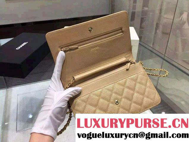 Chanel Caviar Leather Golden Wallet On Chain WOC Bag Gold 2015