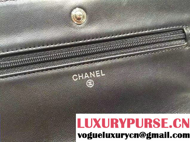 Chanel Boy Patent Calfskin Wallet On Chain WOC Bag Black 2015