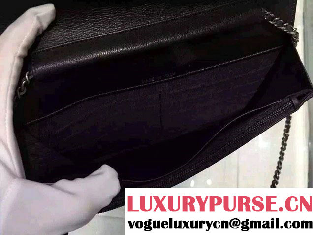 Chanel Boy Metallic Calfskin Chevron Wallet On Chain WOC Bag Black 2015