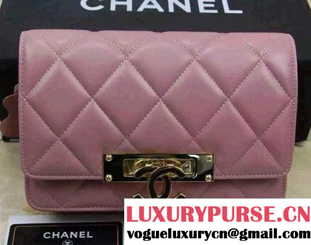 Chanel Sheepskin Golden Class Wallet On Chain WOC Bag Nude Pink