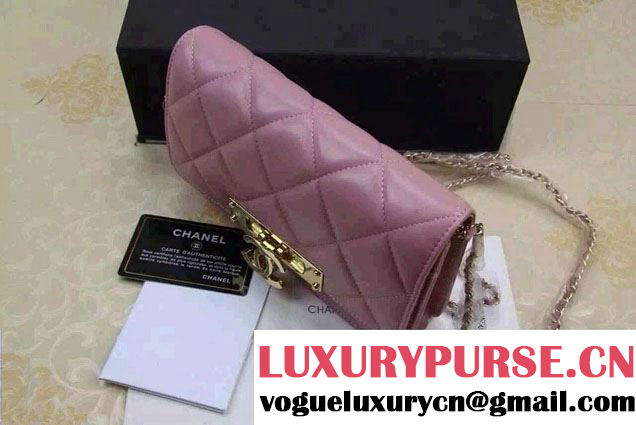Chanel Sheepskin Golden Class Wallet On Chain WOC Bag Nude Pink