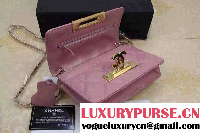 Chanel Sheepskin Golden Class Wallet On Chain WOC Bag Nude Pink