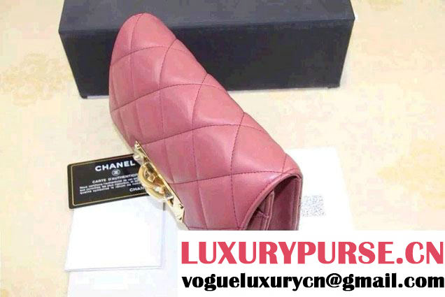 Chanel Sheepskin Golden Class Wallet On Chain WOC Bag Peach