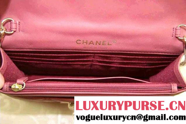 Chanel Sheepskin Golden Class Wallet On Chain WOC Bag Peach
