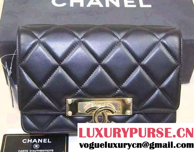 Chanel Sheepskin Golden Class Wallet On Chain WOC Bag Black