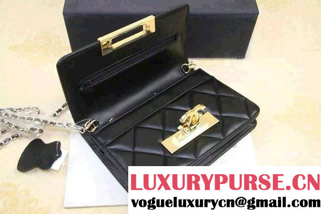 Chanel Sheepskin Golden Class Wallet On Chain WOC Bag Black