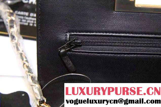 Chanel Sheepskin Golden Class Wallet On Chain WOC Bag Black