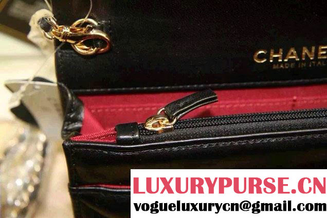 Chanel Sheepskin Golden Class Wallet On Chain WOC Bag Black