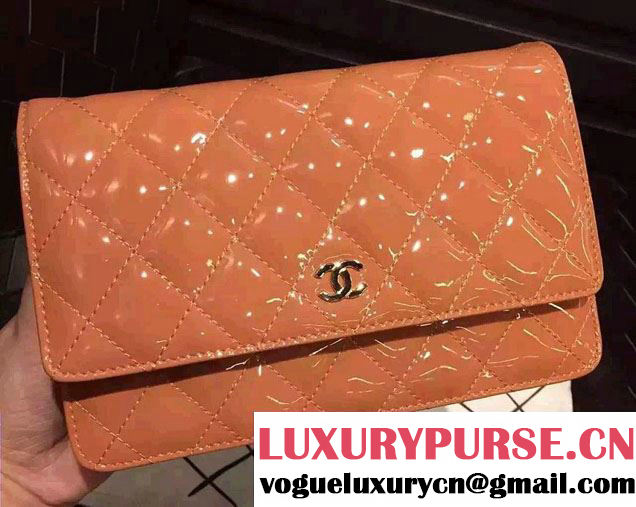 Chanel Wallet On Chain WOC Bag A33814 in Patent Leather Apricot