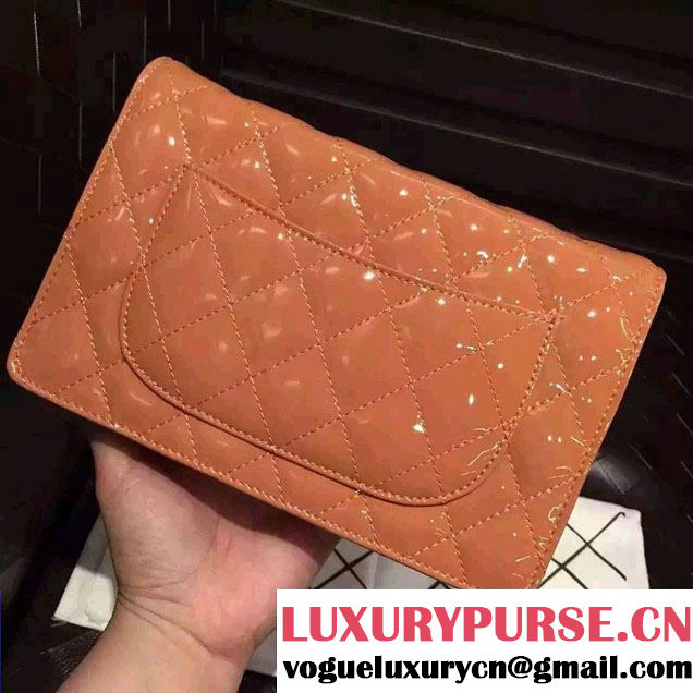 Chanel Wallet On Chain WOC Bag A33814 in Patent Leather Apricot