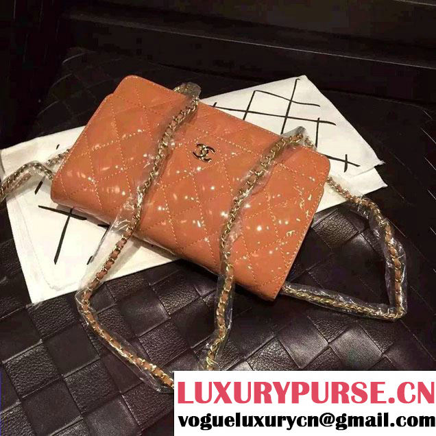 Chanel Wallet On Chain WOC Bag A33814 in Patent Leather Apricot
