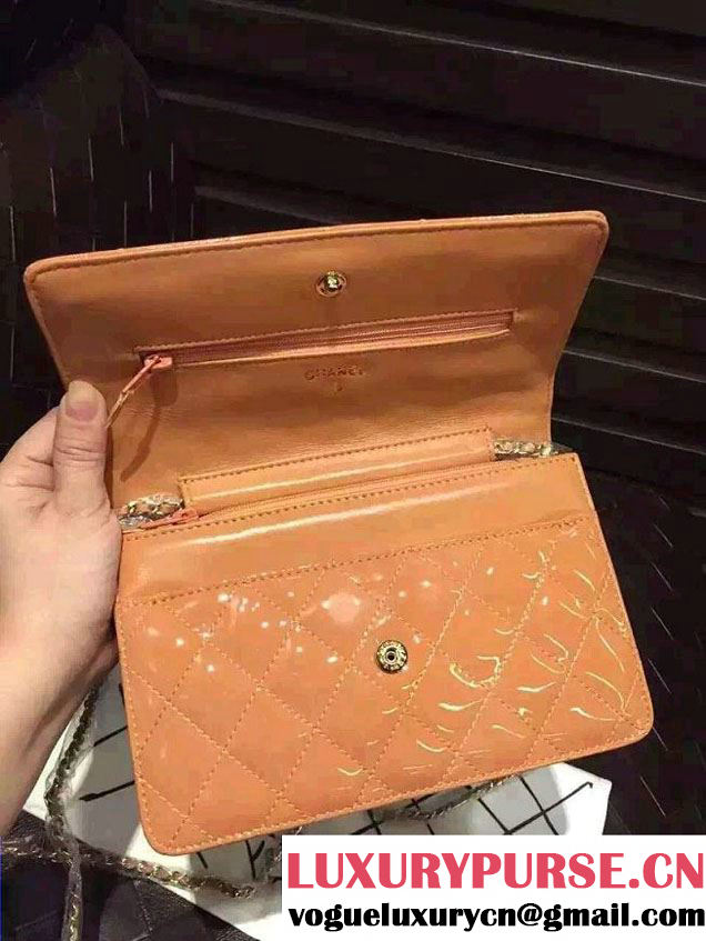 Chanel Wallet On Chain WOC Bag A33814 in Patent Leather Apricot