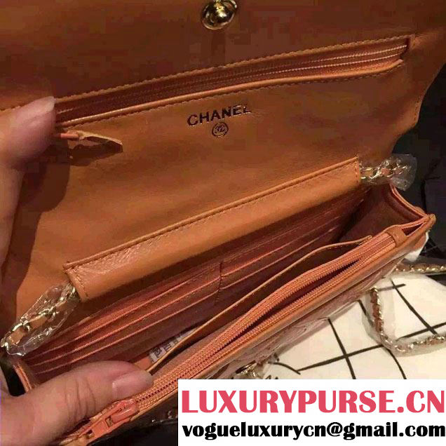 Chanel Wallet On Chain WOC Bag A33814 in Patent Leather Apricot