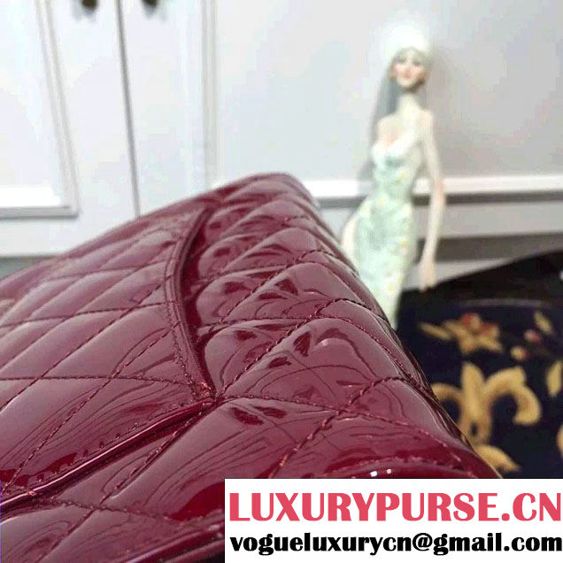 Chanel Wallet On Chain WOC Bag A33814 in Patent Leather Burgundy