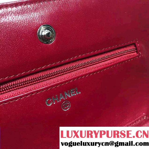 Chanel Wallet On Chain WOC Bag A33814 in Patent Leather Burgundy