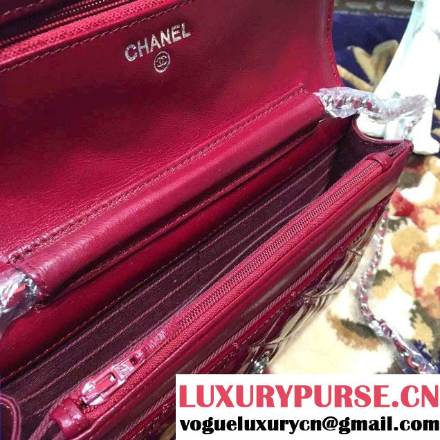 Chanel Wallet On Chain WOC Bag A33814 in Patent Leather Burgundy