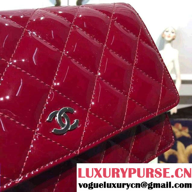 Chanel Wallet On Chain WOC Bag A33814 in Patent Leather Burgundy