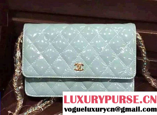 Chanel Wallet On Chain WOC Bag A33814 in Patent Leather Pale Green