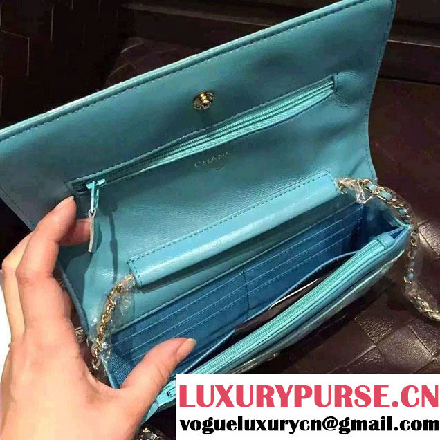 Chanel Wallet On Chain WOC Bag A33814 in Patent Leather Pale Green