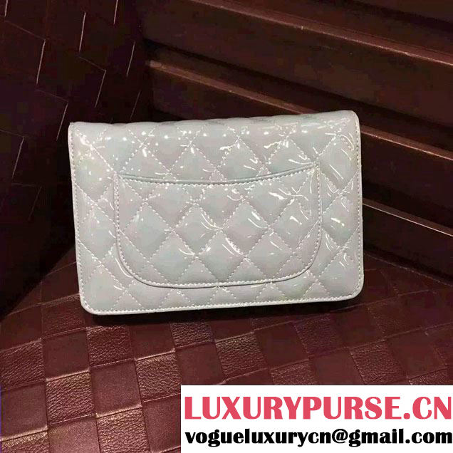 Chanel Wallet On Chain WOC Bag A33814 in Patent Leather Pale Green