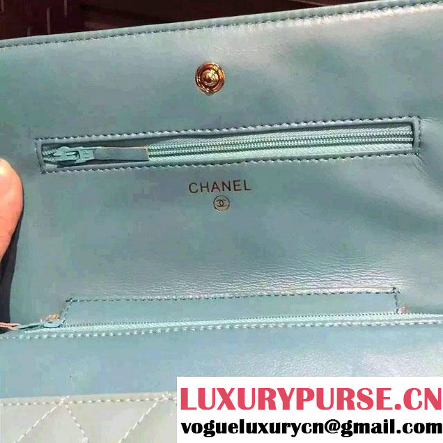 Chanel Wallet On Chain WOC Bag A33814 in Patent Leather Pale Green