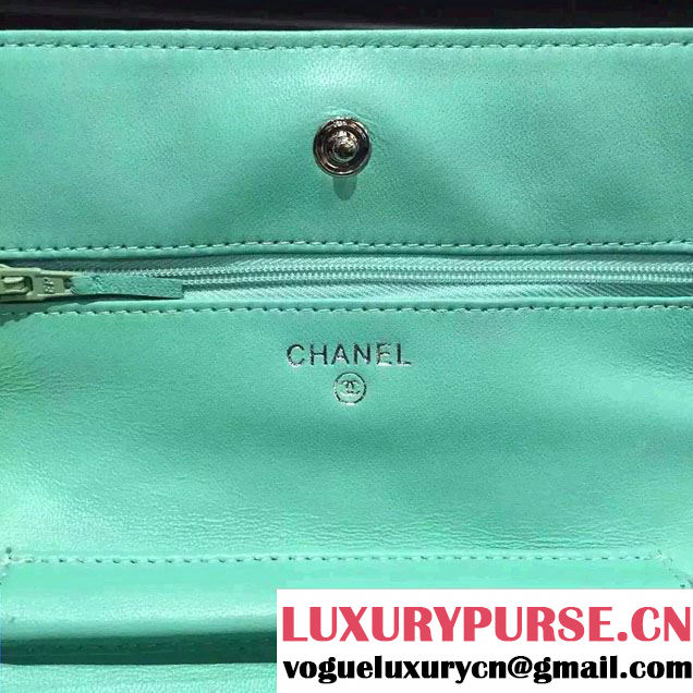 Chanel Wallet On Chain WOC Bag A33814 in Patent Leather Turquoise 01