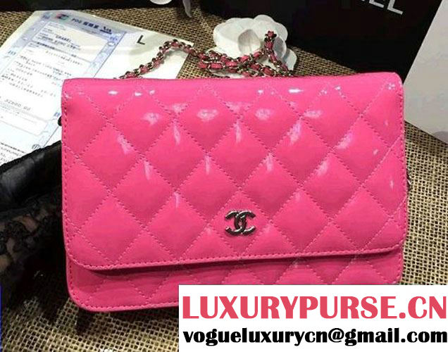 Chanel Wallet On Chain WOC Bag A33814 in Patent Leather Peach