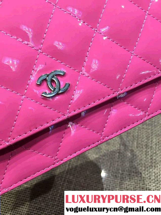 Chanel Wallet On Chain WOC Bag A33814 in Patent Leather Peach